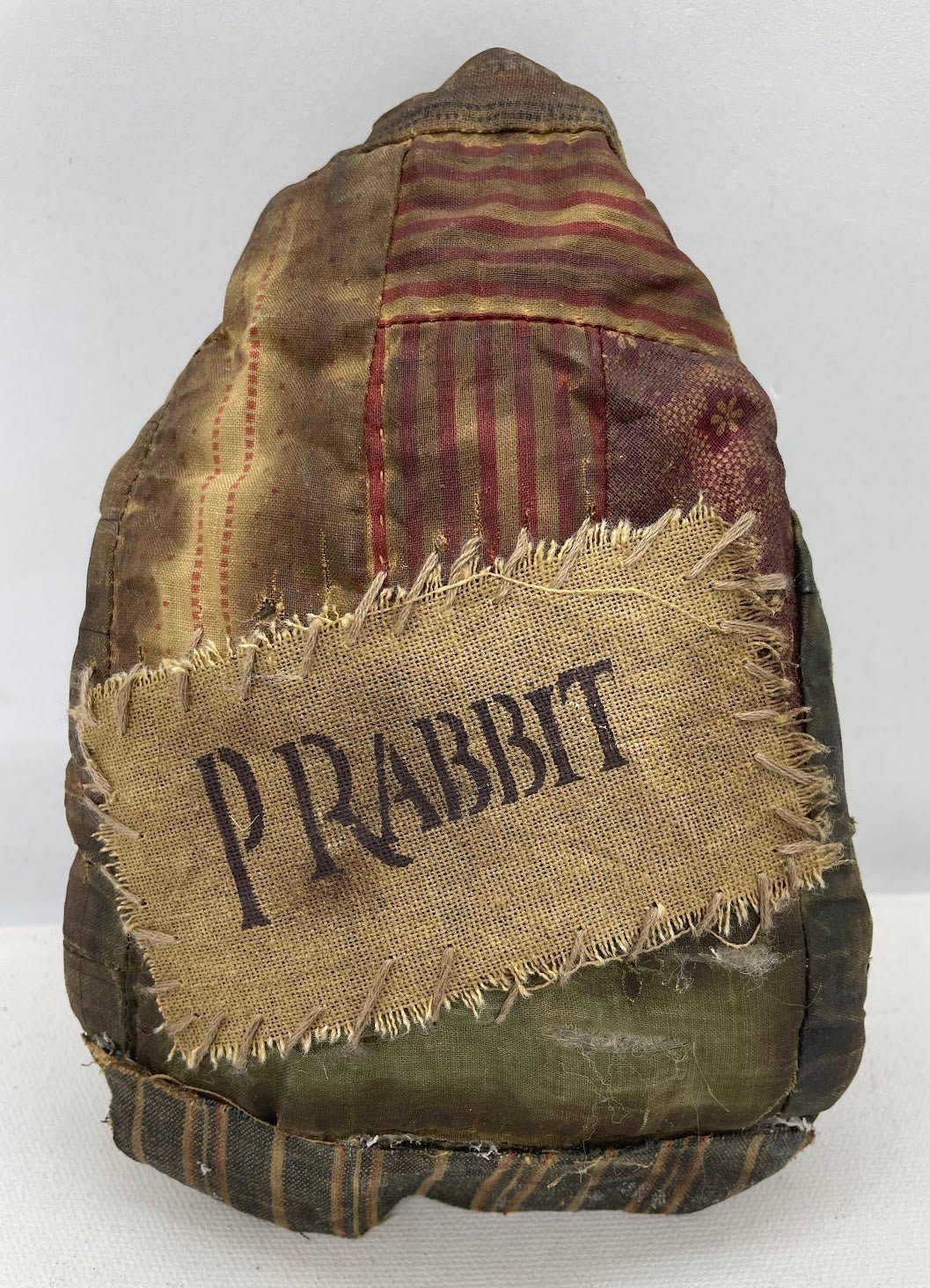 Extreme Primitive Vintage Quilted Easter P Rabbit Egg Bowl Fillers Stained Grubby 7" x 5" - The Primitive Pineapple Collection