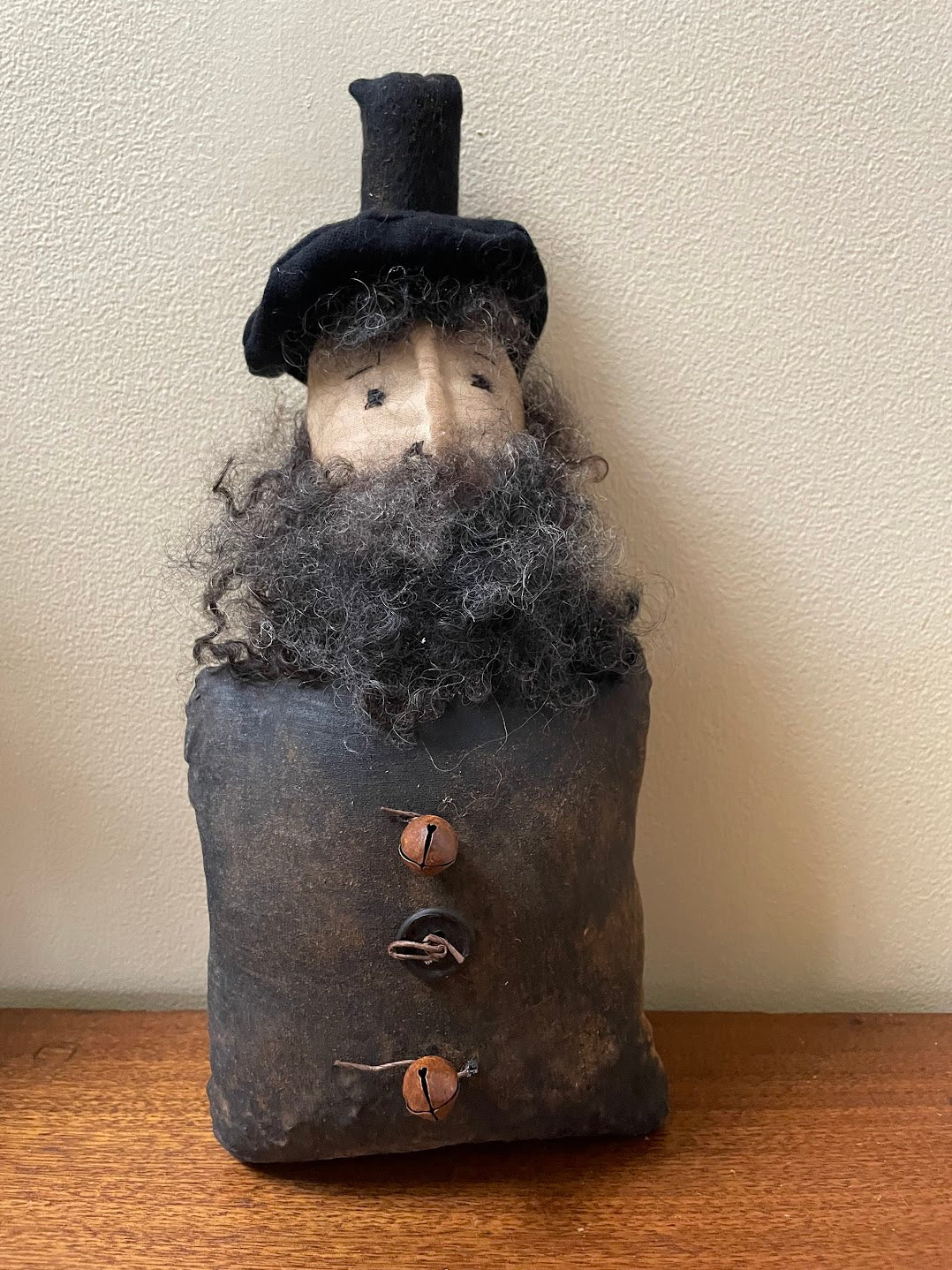 Primitive Handcrafted Patriotic Americana Abe Lincoln Stump Doll w/ Flag 12" - The Primitive Pineapple Collection