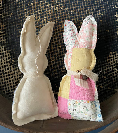 Handcrafted Spring 10” Quilted 1950 Inspired Fabric Bunny Ornament