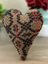 Primitive Colonial Handcrafted Black/Red Tan Woven Coverlet Fabric Heart 8" - The Primitive Pineapple Collection