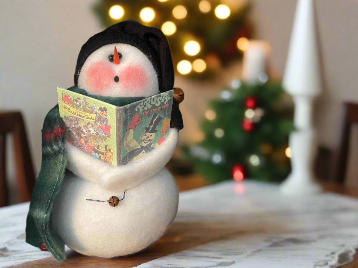 Primitive Handcrafted USA Caroling Snowman with Song Book - The Primitive Pineapple Collection