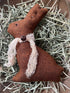 Handcrafted USA Spring Chocolate Fabric Bunny Rusty Bell Bowl Filler - The Primitive Pineapple Collection