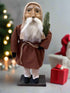 Primitive Christmas Hand Sculpted Clay Face Santa Brown Doll 19 "on Stand - The Primitive Pineapple Collection