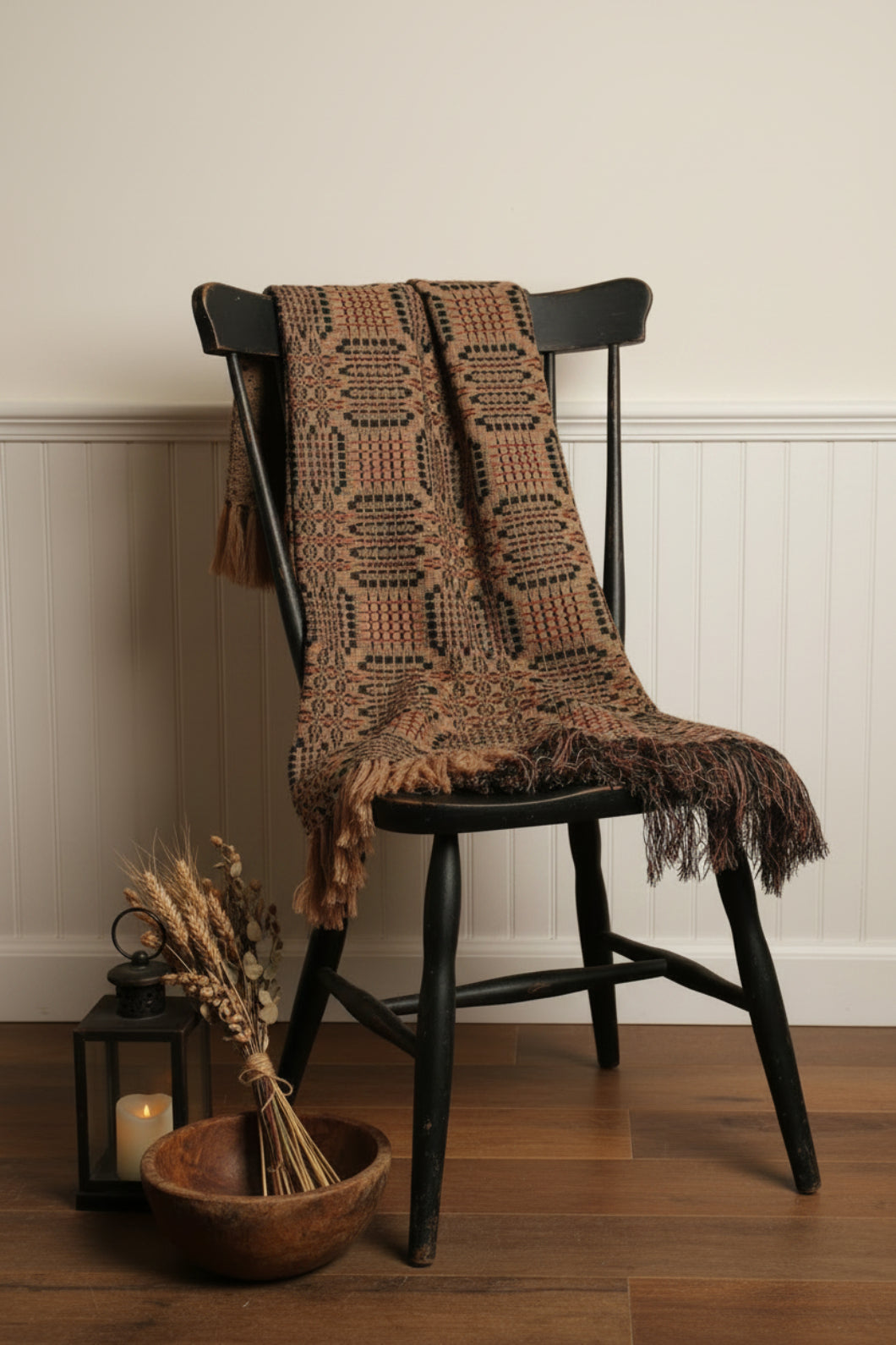 Primitive Farmhouse Trenton Jacquard Afghan 50" x 60" - The Primitive Pineapple Collection