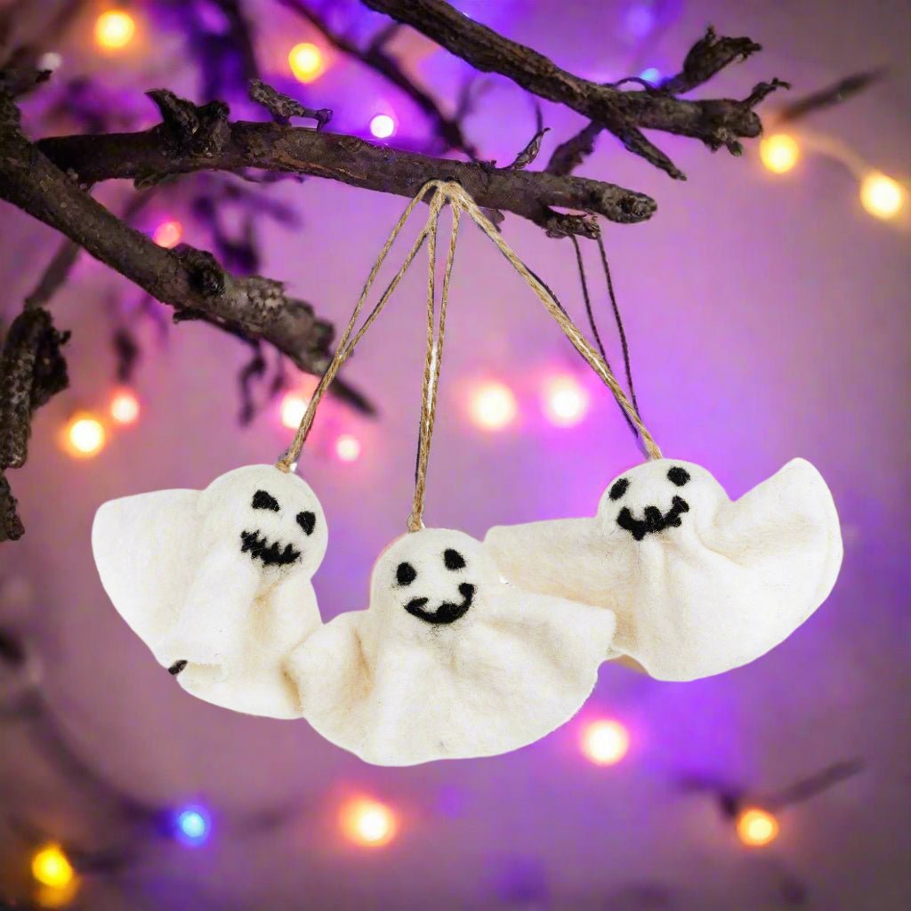 Primitive Handcrafted Halloween Felt Ghastly Ghosts 3 pc - The Primitive Pineapple Collection