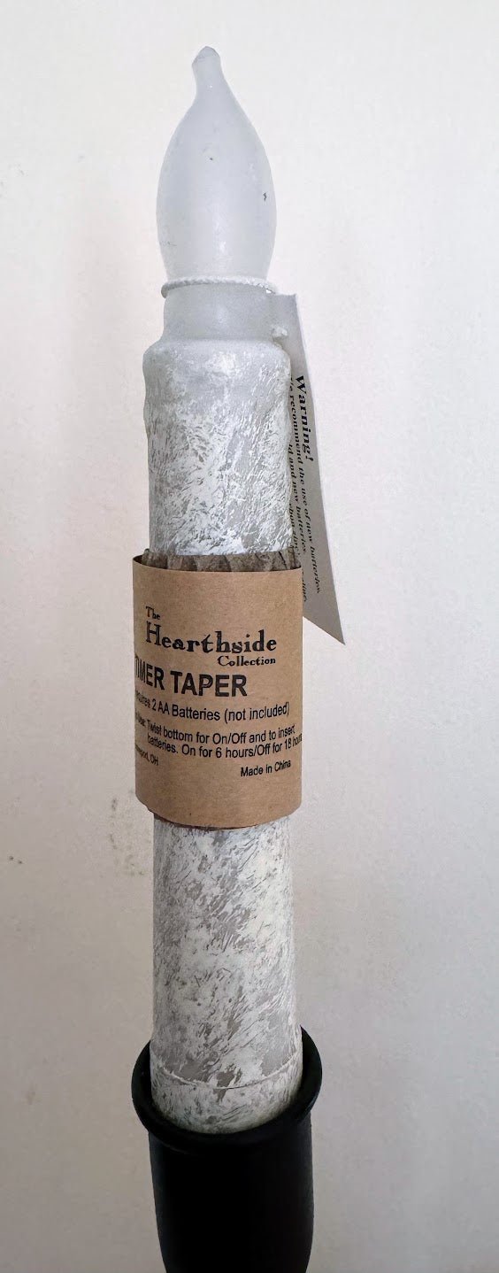 Primitive/Country Rustic White 6" Timer Taper Candle - The Primitive Pineapple Collection