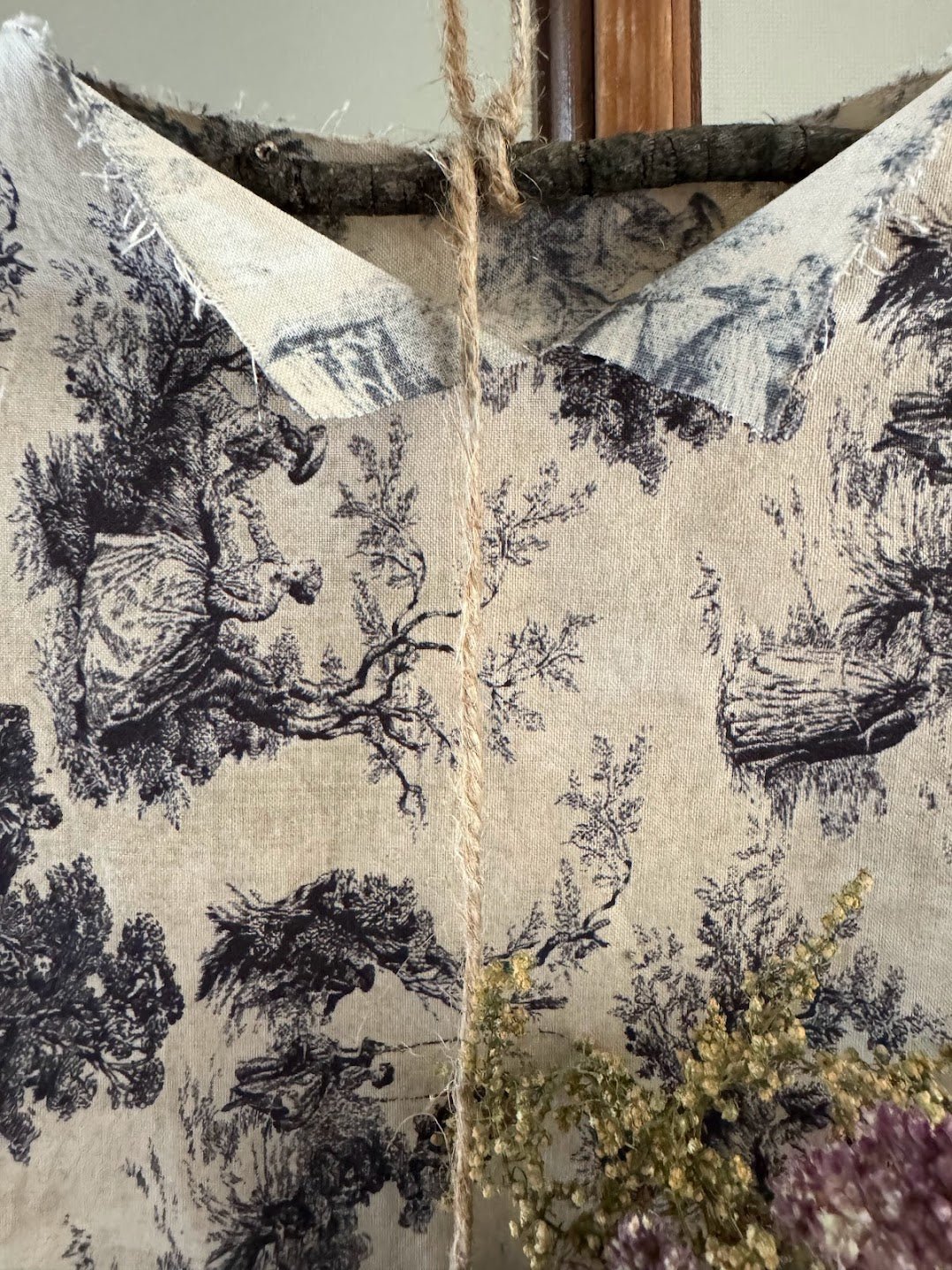Primitive Colonial Handcrafted Vintage Look Prairie Dress w/ Hanger 13" Sweet Annie Pouch - The Primitive Pineapple Collection