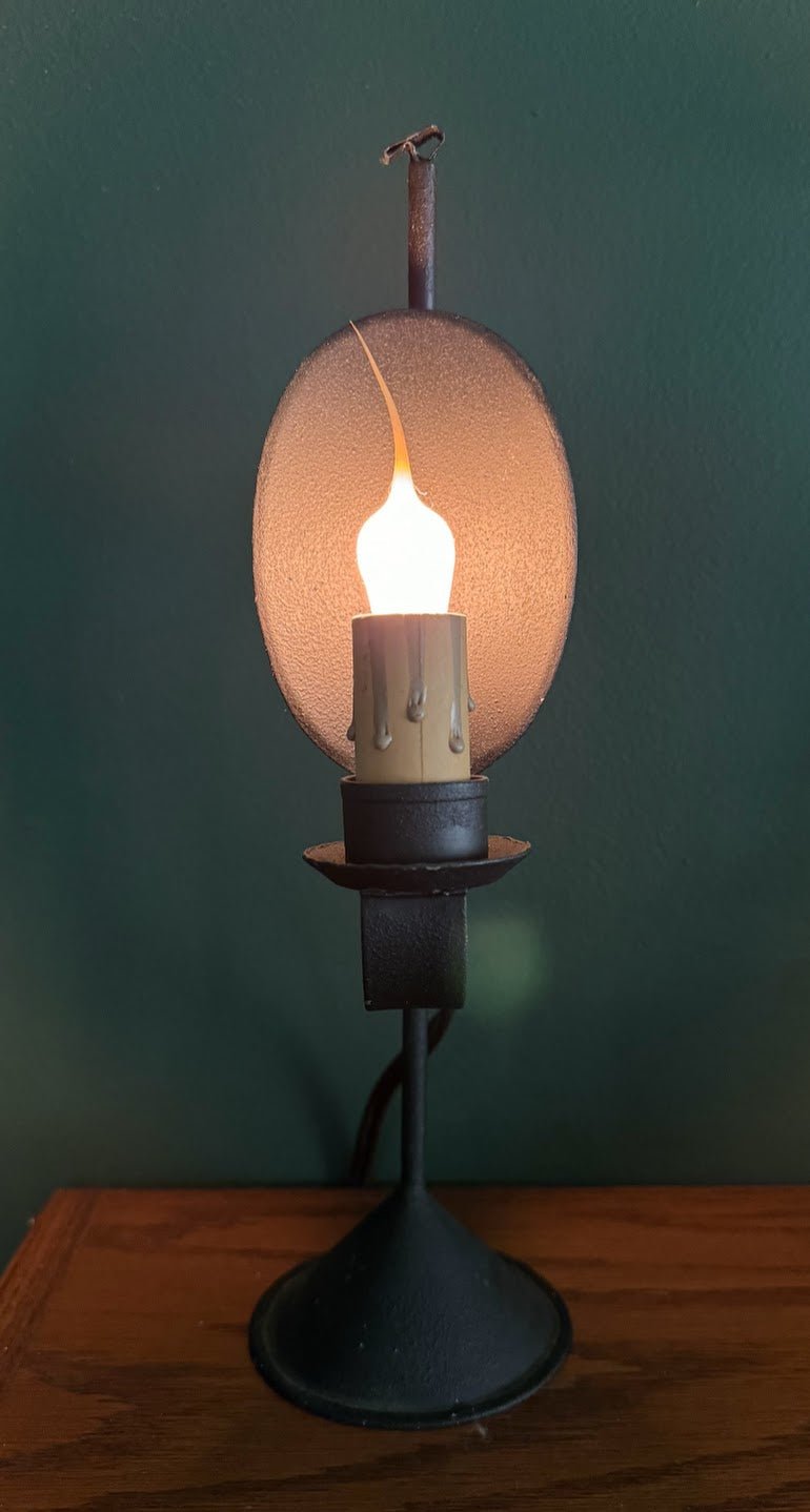 Primitive Colonial Reflector Lamp Tin Early American Light w/ Bulb - The Primitive Pineapple Collection
