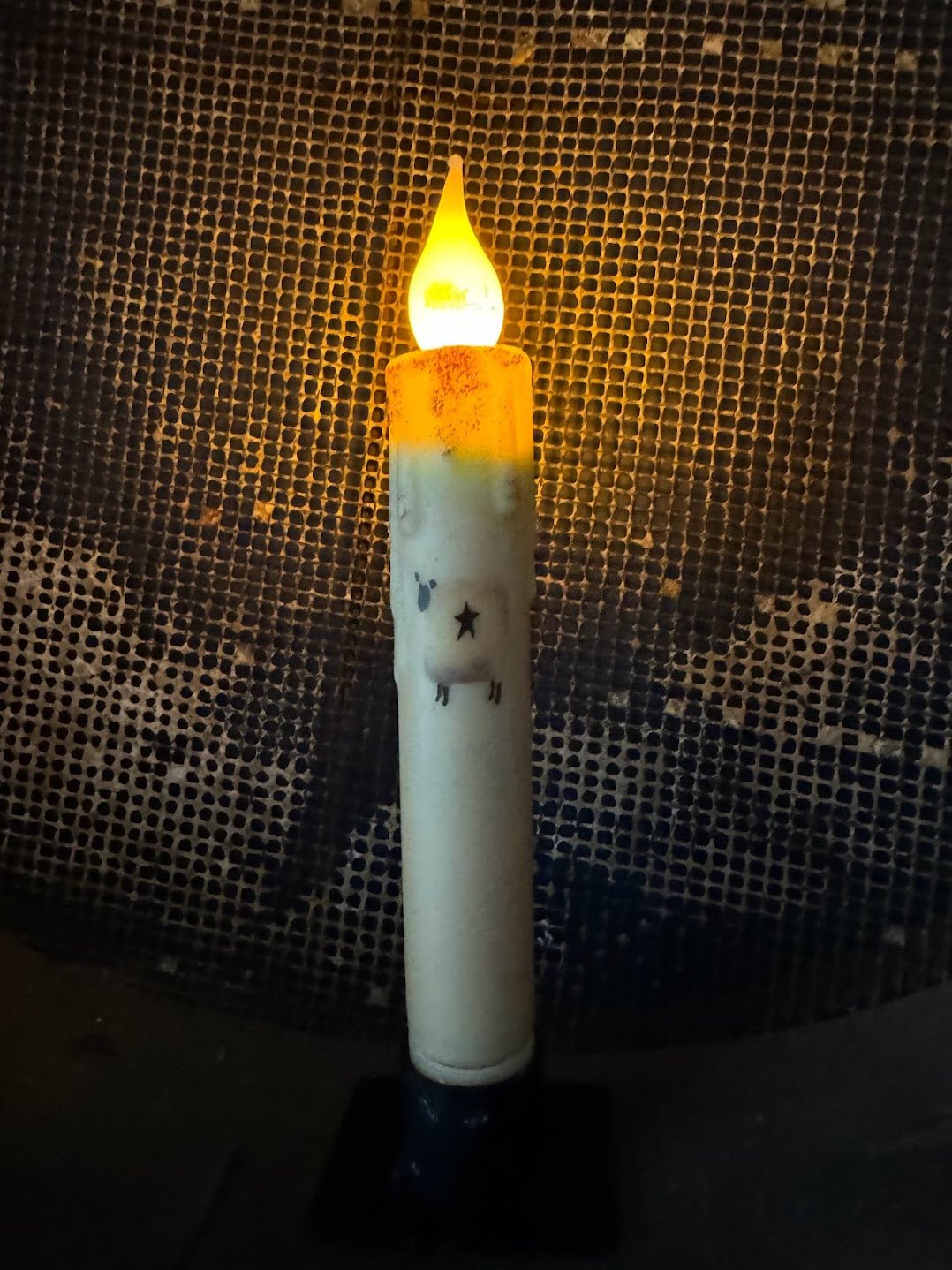 Primitive Handcrafted 7" Sheep Battery Operated Led Timer Taper Candle - The Primitive Pineapple Collection