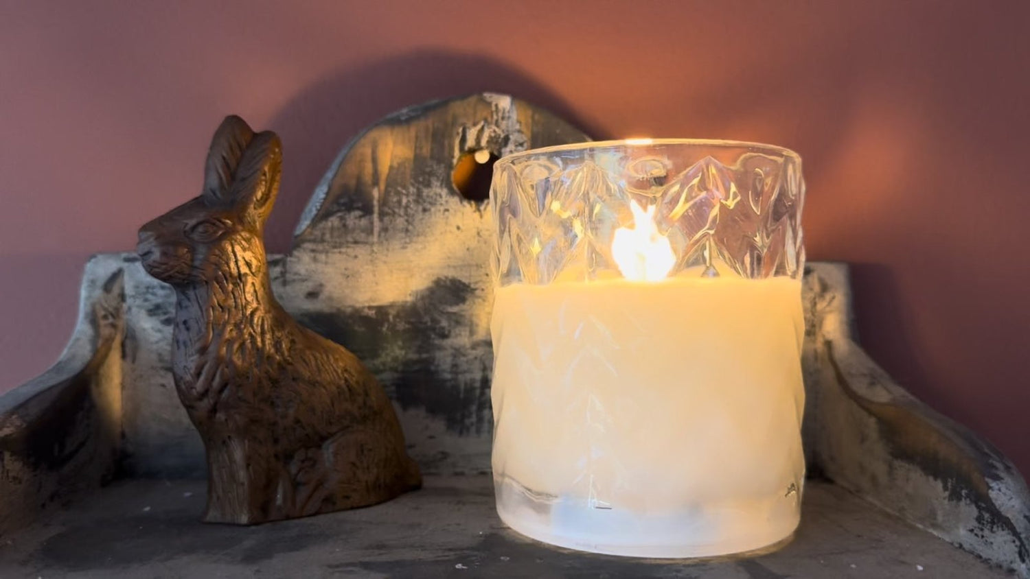 Primitive Ragon House 4" Chevron Glass Jar 3D Flame Battery Candle 6hr Timer - The Primitive Pineapple Collection