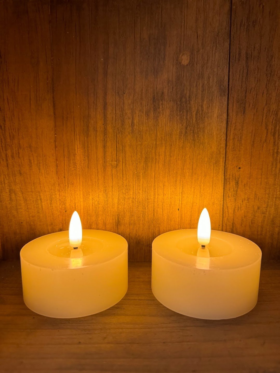 Ragon House 2 pc Oversized 3D Flame Cream Melting Look Battery Tealight Candle 6hr Timer - The Primitive Pineapple Collection