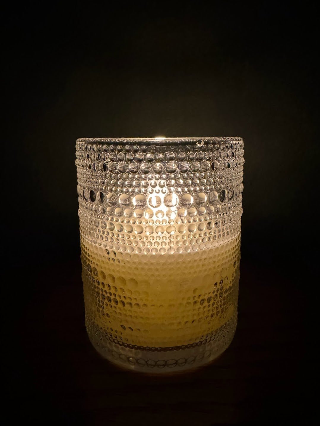 Primitive Ragon House 5" Dotted Glass Jar 3D Flame Battery Candle 6hr Timer - The Primitive Pineapple Collection