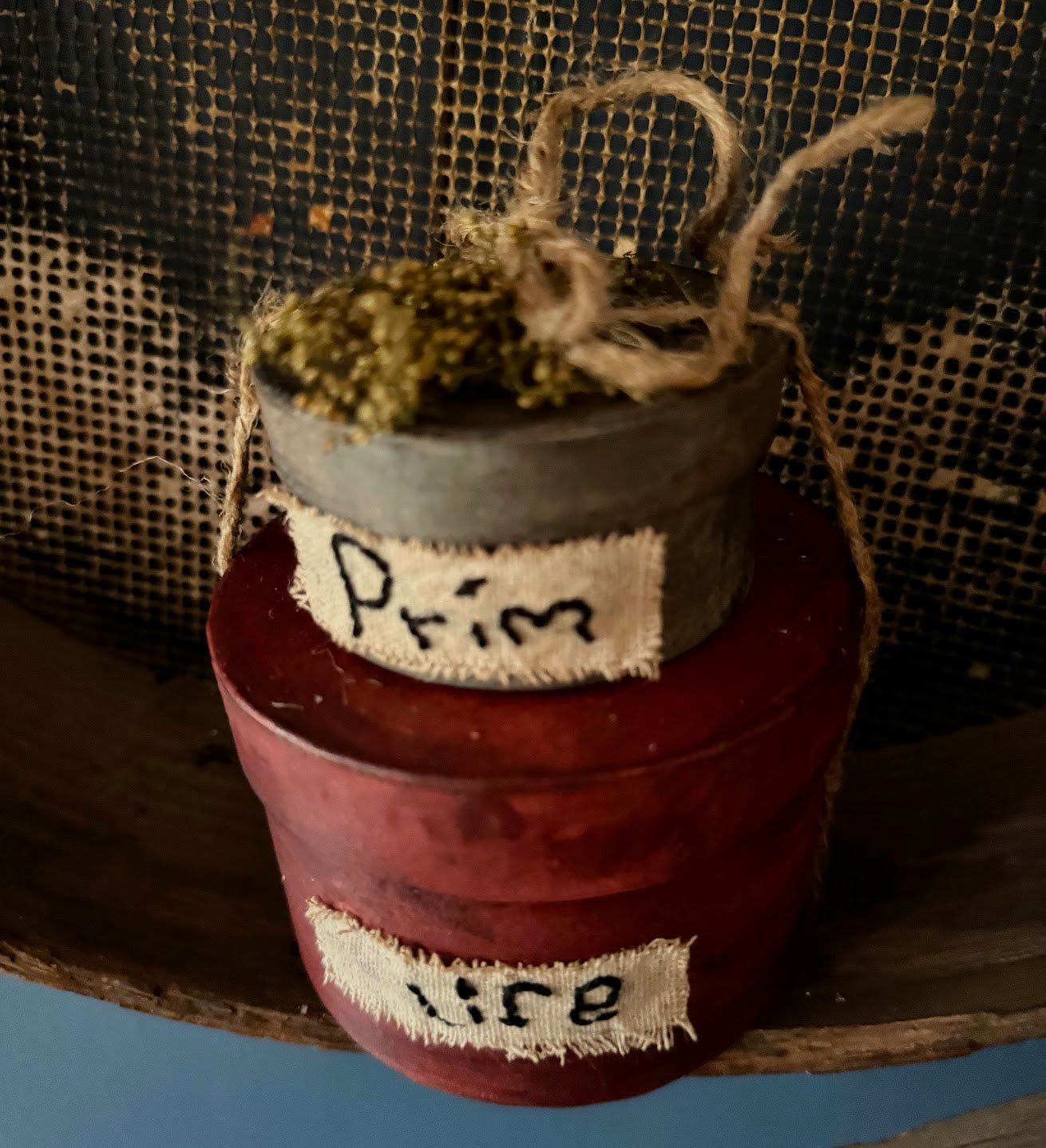 Primitive Handcrafted "Prim Life" Stacked Colonial Boxes 5"H Sweet Annie - The Primitive Pineapple Collection