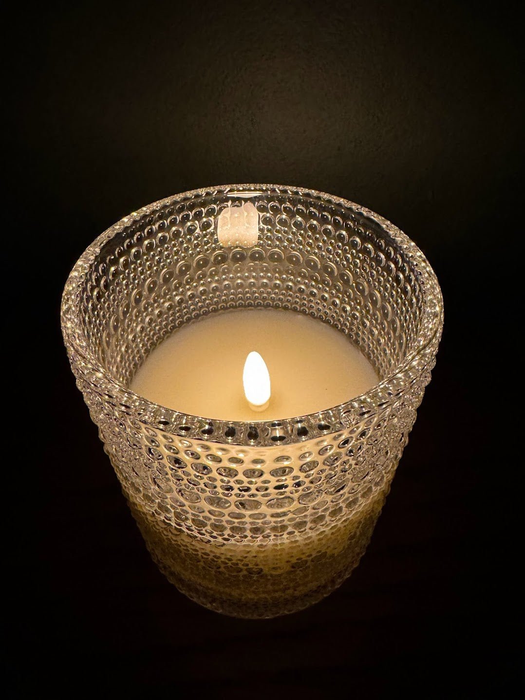 Primitive Ragon House 5" Dotted Glass Jar 3D Flame Battery Candle 6hr Timer - The Primitive Pineapple Collection