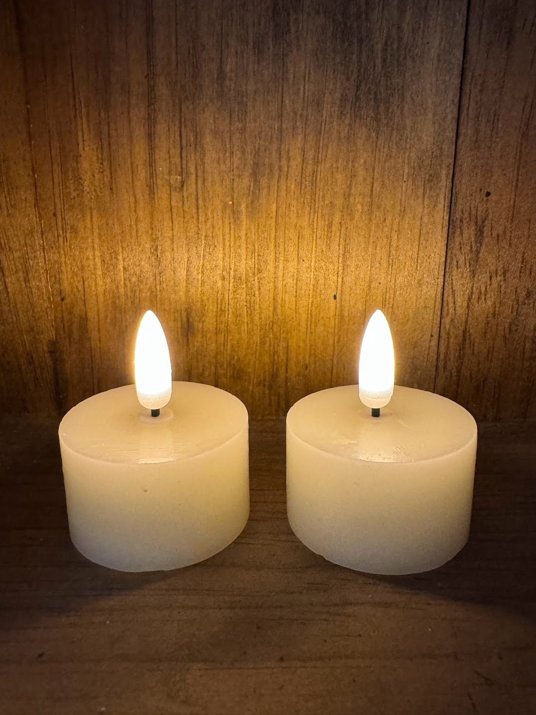 Ragon House 2 pc 3D Flame Cream Battery Tealight Candle 6hr Timer - The Primitive Pineapple Collection