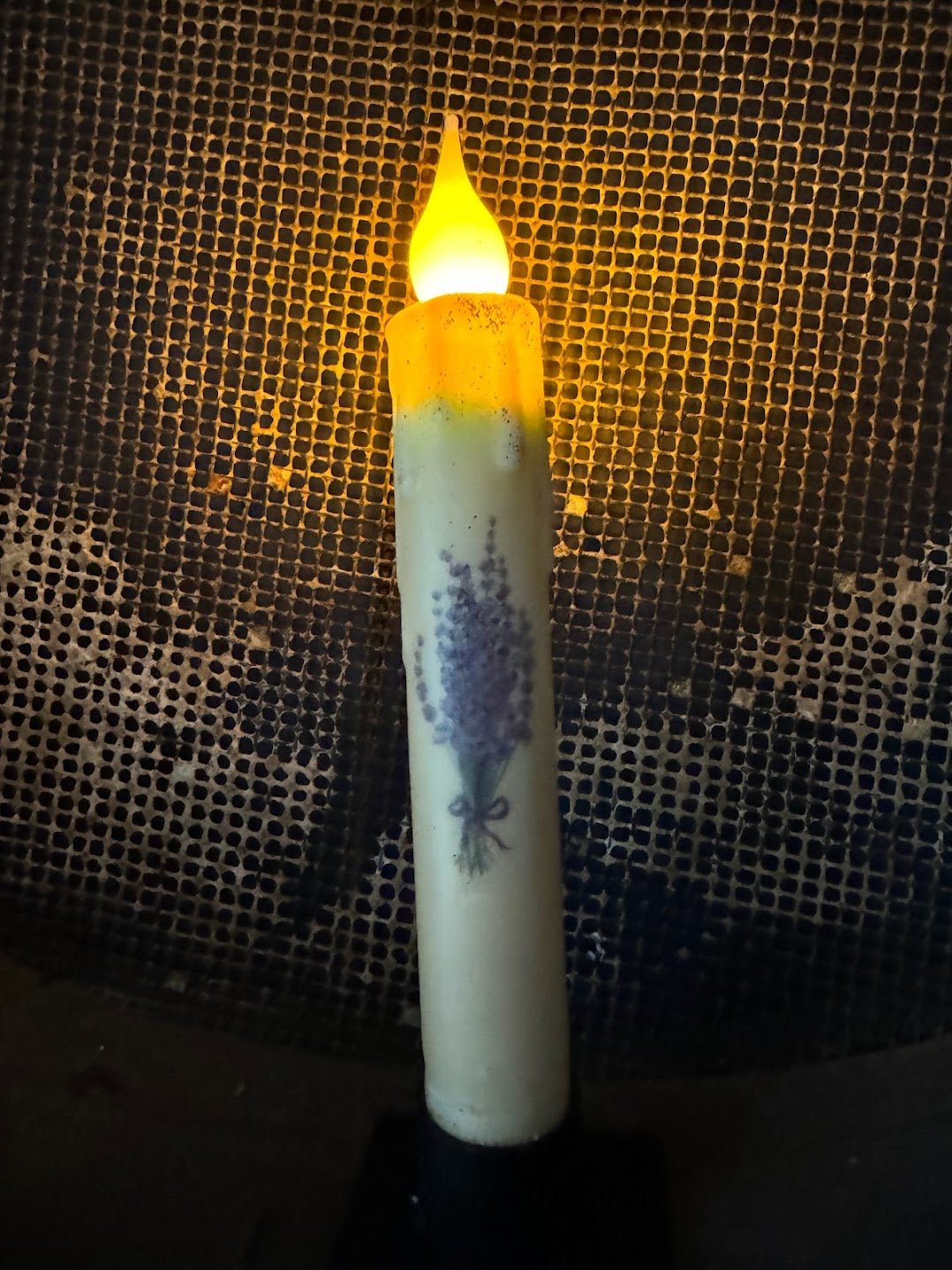 Primitive Handcrafted Spring 7" Lavender Battery Operated Led Timer Taper Candle - The Primitive Pineapple Collection