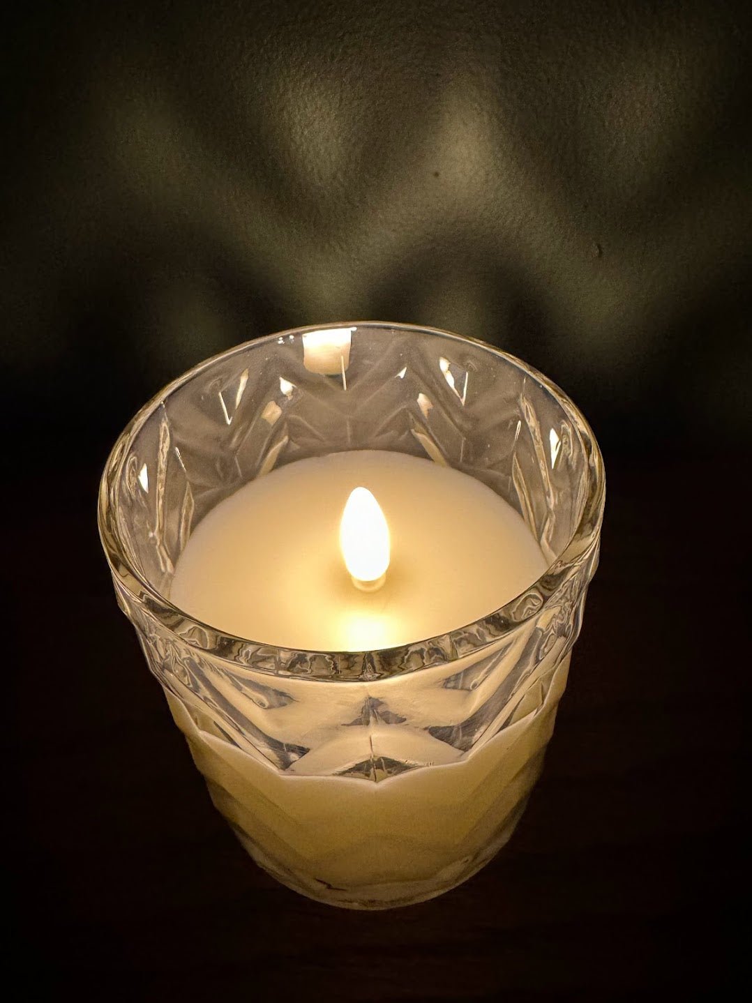 Primitive Ragon House 4" Chevron Glass Jar 3D Flame Battery Candle 6hr Timer - The Primitive Pineapple Collection