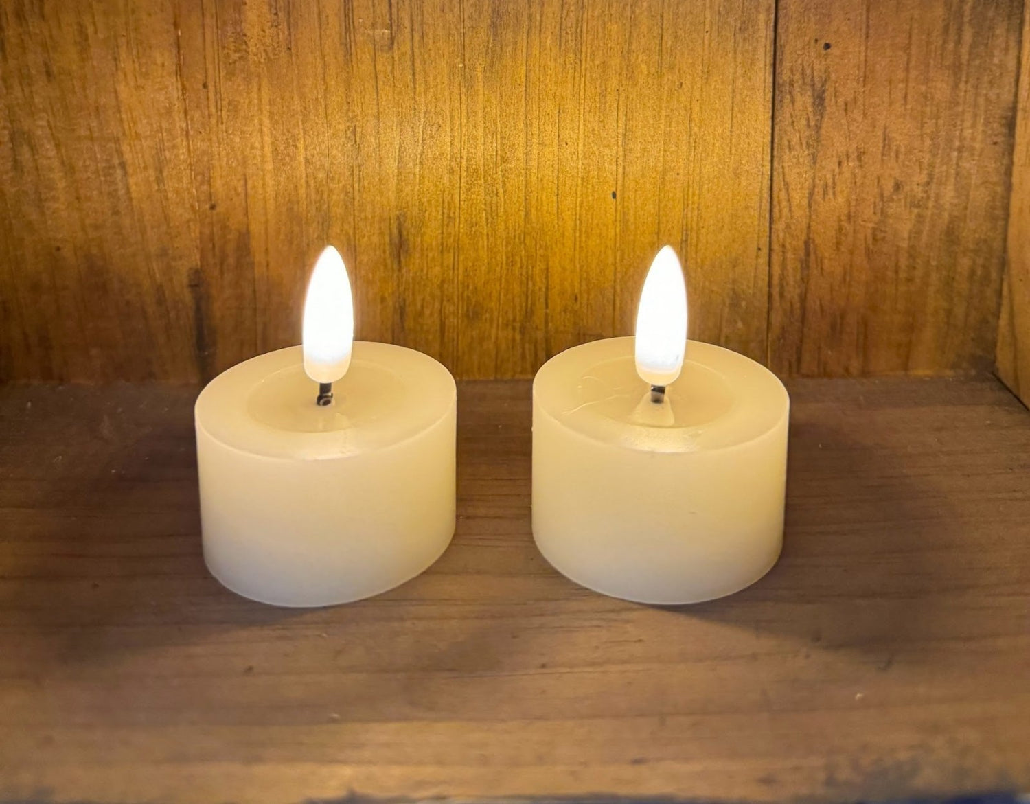 Ragon House 2 pc 3D Flame Cream Melting Look Battery Tealight Candle 6hr Timer - The Primitive Pineapple Collection