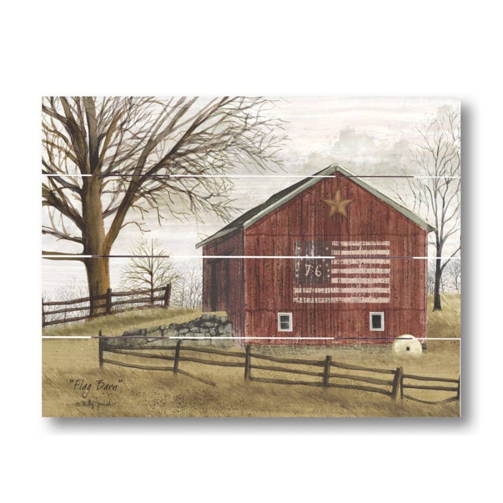 Primitive Folk Art Flag Barn Rustic Pallet Art USA - The Primitive Pineapple Collection