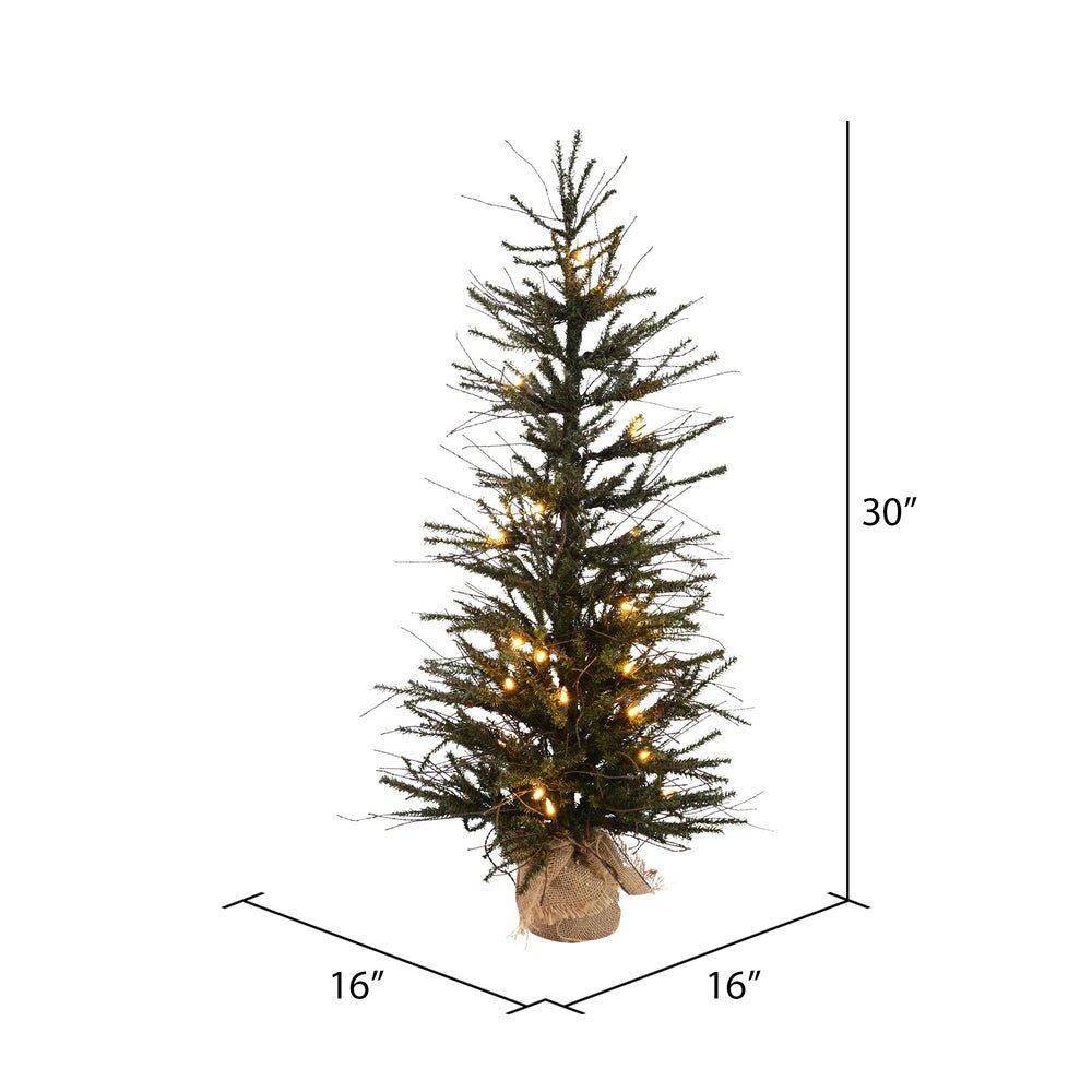 Vickerman 30" Vienna Twig Artificial Christmas Tree, Warm White Dura - lit LED Lights - The Primitive Pineapple Collection