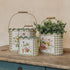 Primitive Ragon House Spring 3 pc Metal Gingham/Floral Scalloped Top Bucket Set - The Primitive Pineapple Collection