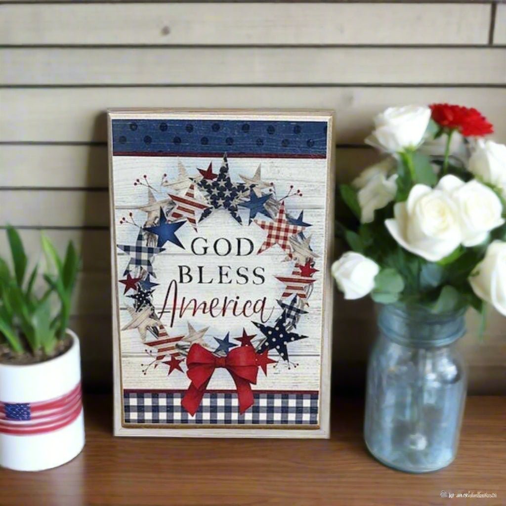 Primitive Farmhouse Stars and Stripes Block Shelf Sitter - The Primitive Pineapple Collection