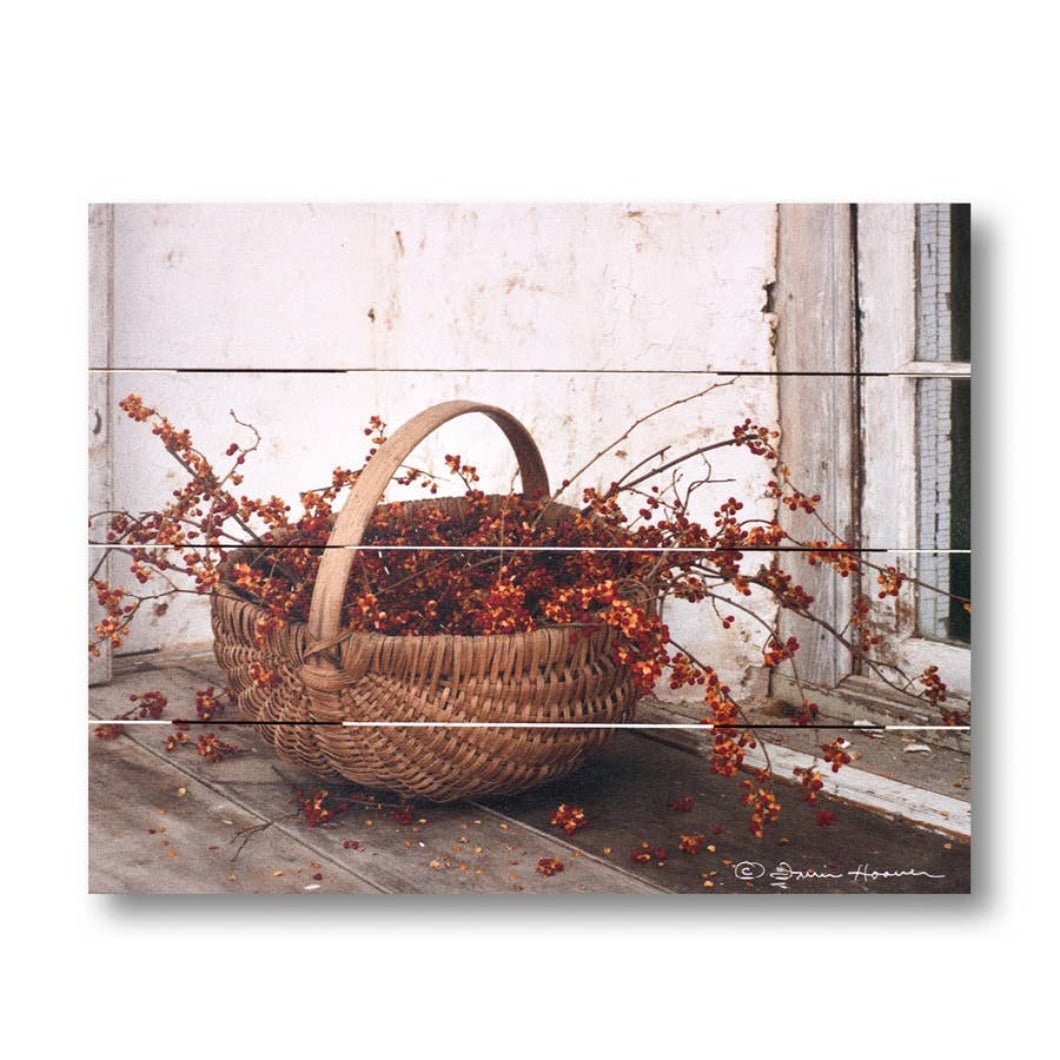 Primitive Folk Art Bittersweet Basket Rustic Pallet Art USA - The Primitive Pineapple Collection