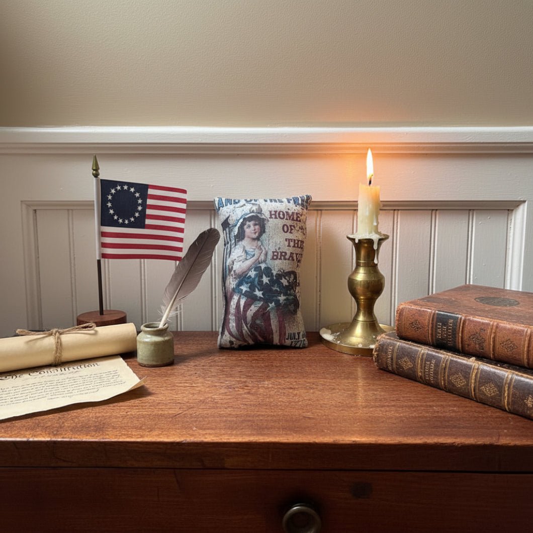 Primitive Handcrafted Printed Americana 5x7" Stuffed Pillows - The Primitive Pineapple Collection