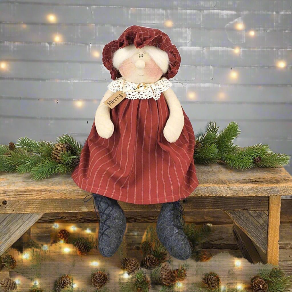 Honey and Me Christmas Merry Sitting Whimsy Mrs. Claus - The Primitive Pineapple Collection