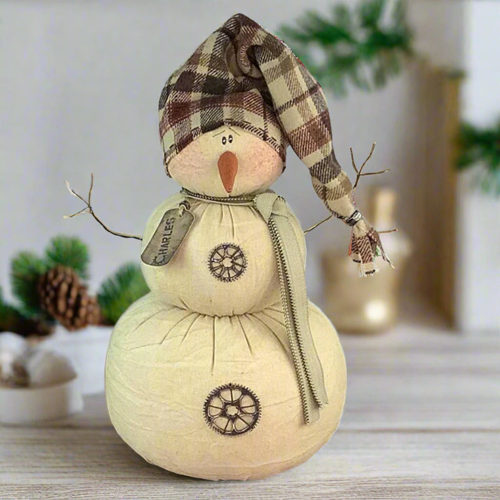 Honey and Me Christmas Charles the Salvage Snowman 14" - The Primitive Pineapple Collection