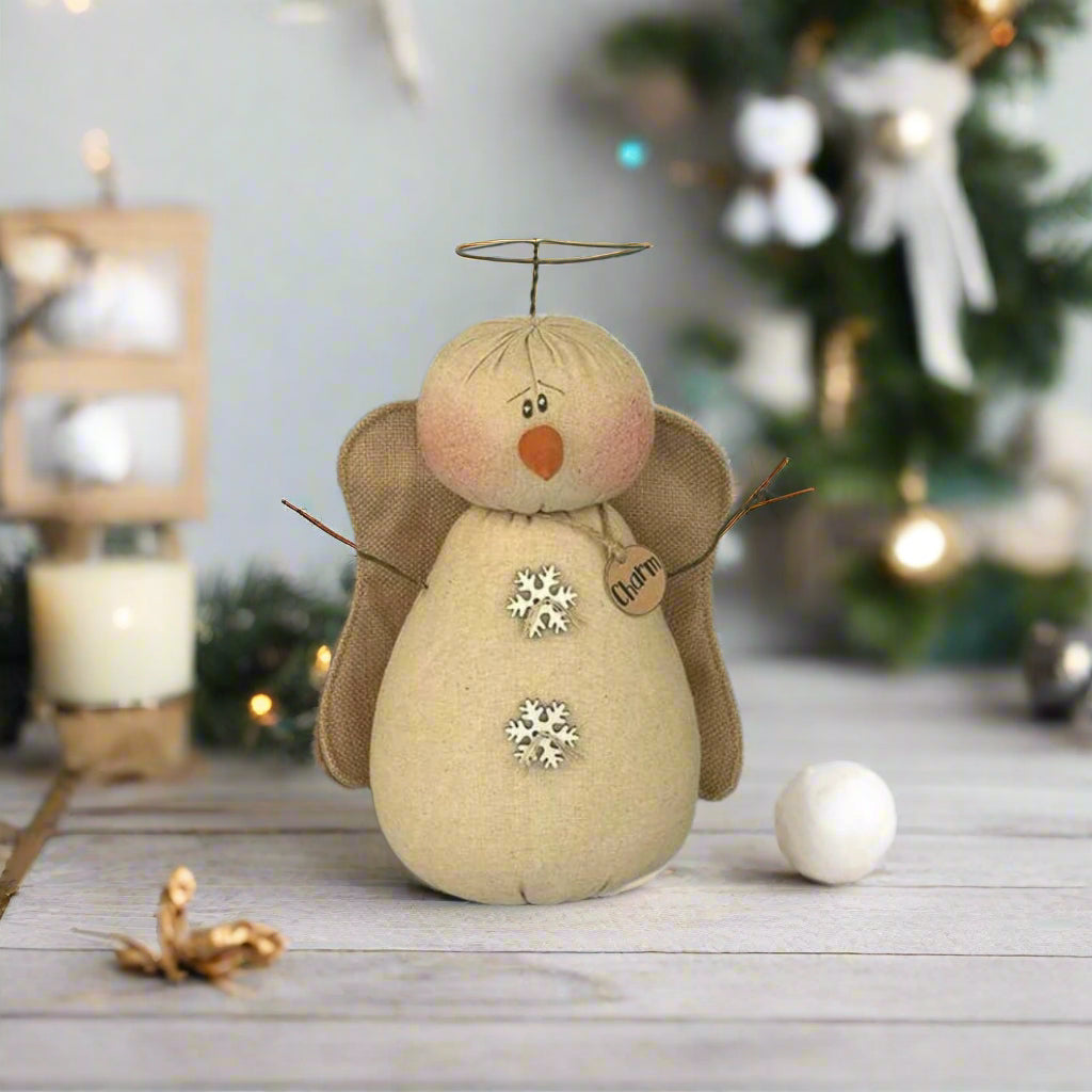 Honey and Me Christmas Charm the Snowy Snowman Angel - The Primitive Pineapple Collection