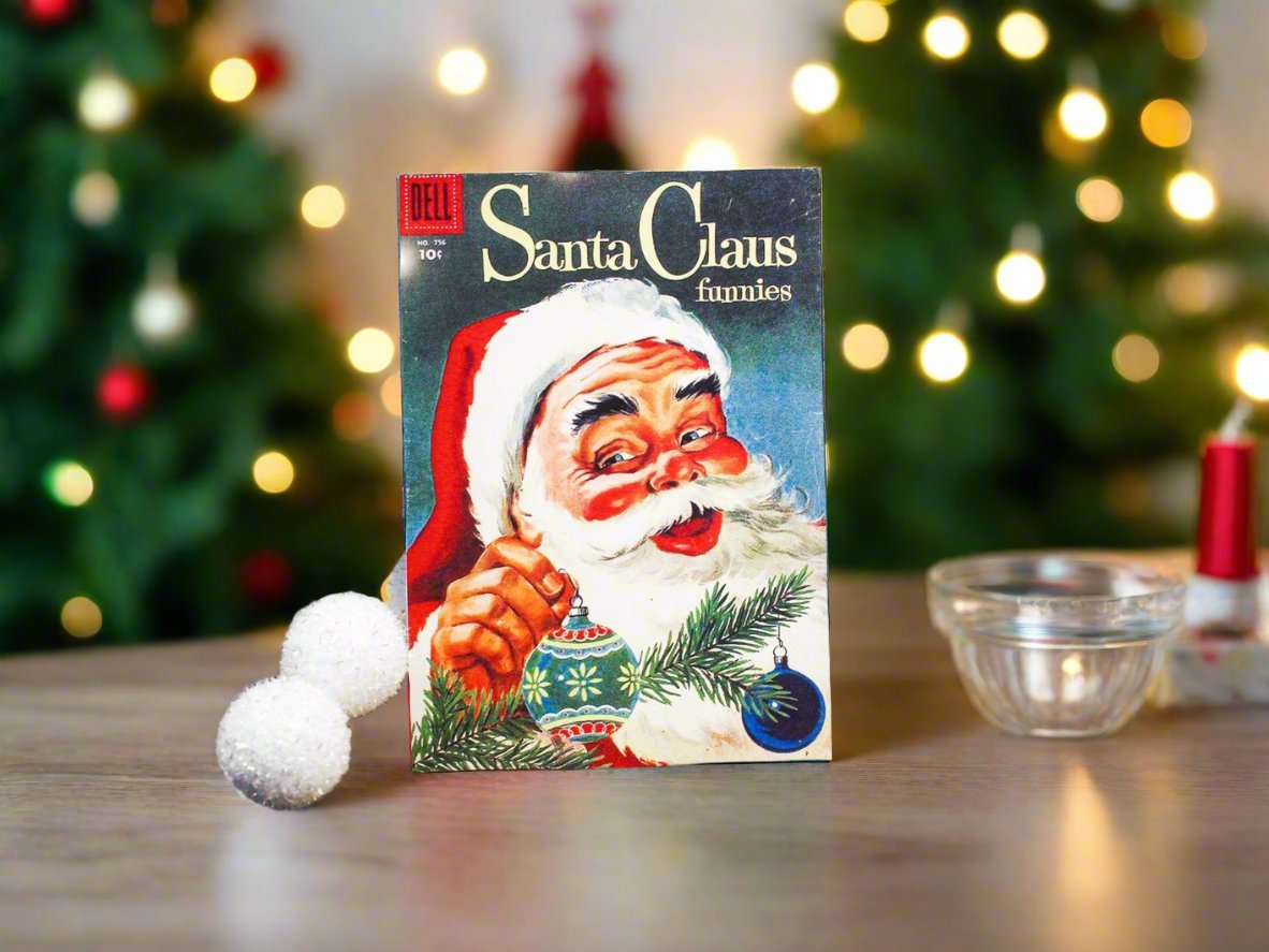Handcrafted Retro Christmas Santa Claus Funnies Book Cover Wood Cutout 10" - The Primitive Pineapple Collection