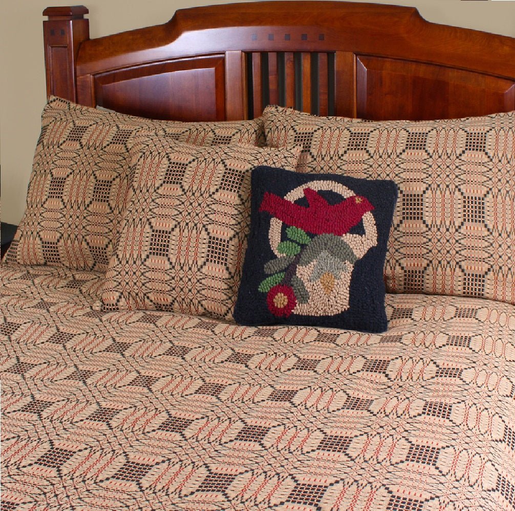 Primitive/Country Trenton Jacquard Trenton Jacquard Pillow Cover 18x18 Barn Red/Nutmeg - The Primitive Pineapple Collection