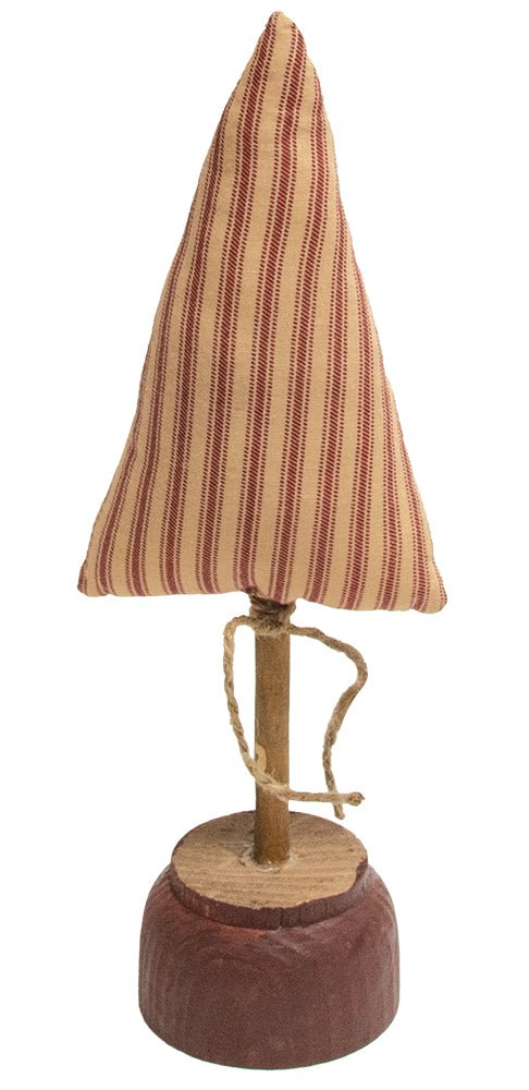 Primitive Christmas Red Ticking Stripe Tree On Base 11" - The Primitive Pineapple Collection