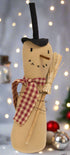 Primitive Christmas 13" Stump Snowman with Check Scarf and Broom Doll - The Primitive Pineapple Collection