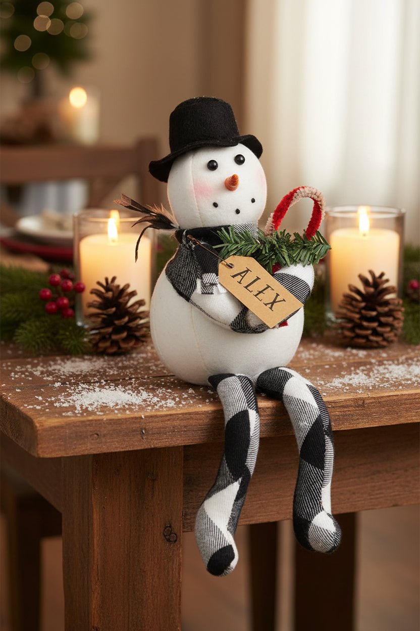Primitive Christmas Alex Snowman Doll - The Primitive Pineapple Collection