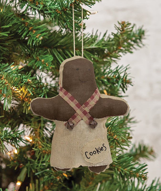 Christmas Primitive 5.5" Fabric Gingerbread Cookie Girl Ornament - The Primitive Pineapple Collection