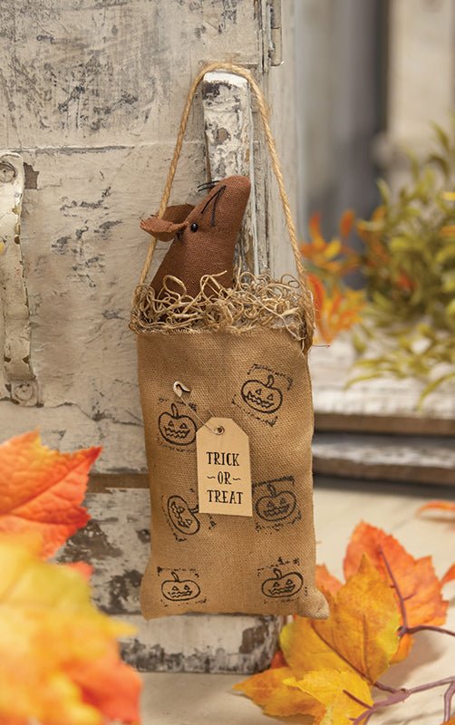 Halloween Fall Primitive Mouse Doll in Jack O Lantern Bag - The Primitive Pineapple Collection