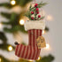 Primitive Christmas 6.25" Fa La La Stuffed Ticking Stripe Stocking Ornament - The Primitive Pineapple Collection
