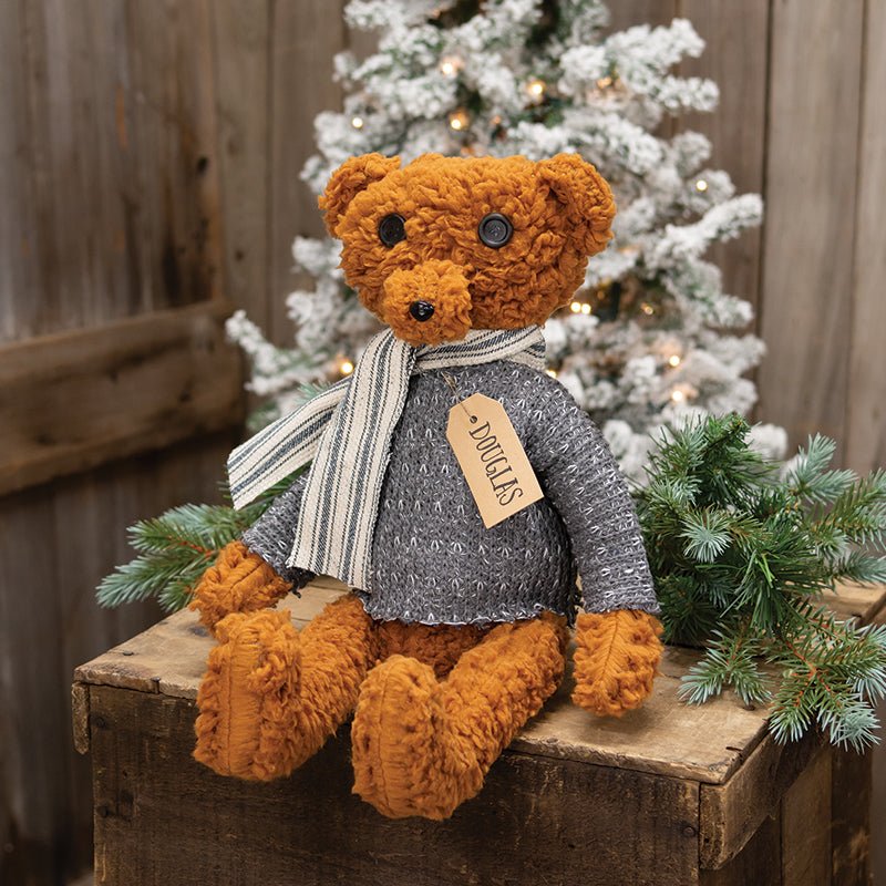 Primitive Button Eye 18” Douglas Teddy Bear w/ Knit Sweater - The Primitive Pineapple Collection