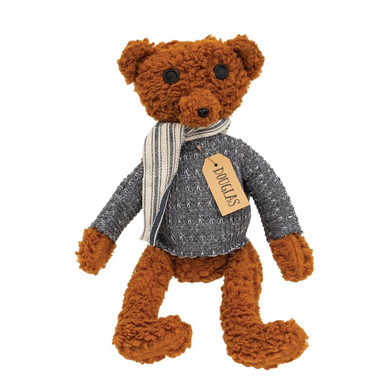 Primitive Button Eye 18” Douglas Teddy Bear w/ Knit Sweater - The Primitive Pineapple Collection