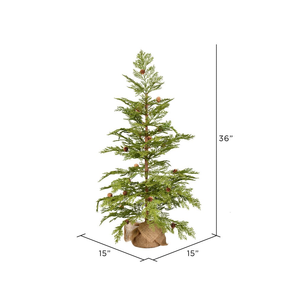Primitive Vickerman 36" Cedar Pine Artificial Christmas Tree, Unlit - The Primitive Pineapple Collection