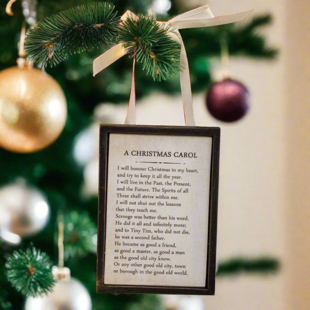 Ragon House Christmas Vintage Look 3.75" A Christmas Carol Sign Ornament - The Primitive Pineapple Collection