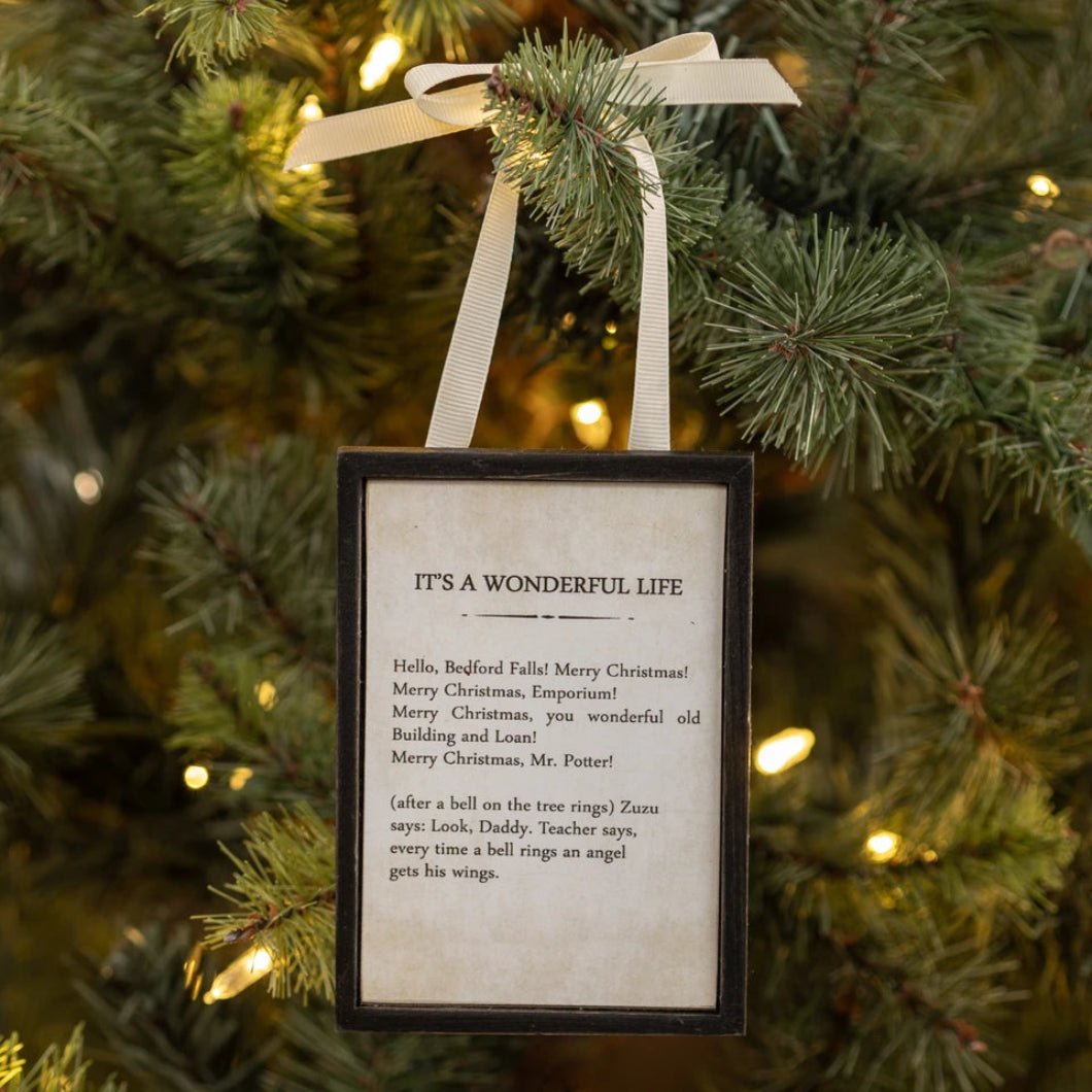 Ragon House A Wonderful Life Vintage-Look Christmas Sign Ornament - The Primitive Pineapple Collection
