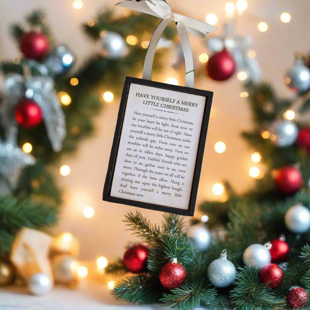 Ragon House Christmas Vintage Look 3.75" Merry Little Christmas Sign Ornament - The Primitive Pineapple Collection