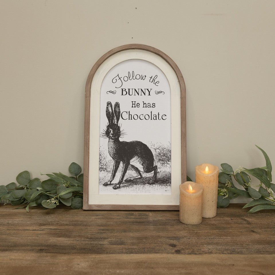 Primitive Ragon House Easter Spring 24" Wood Follow The Bunny Sign - The Primitive Pineapple Collection