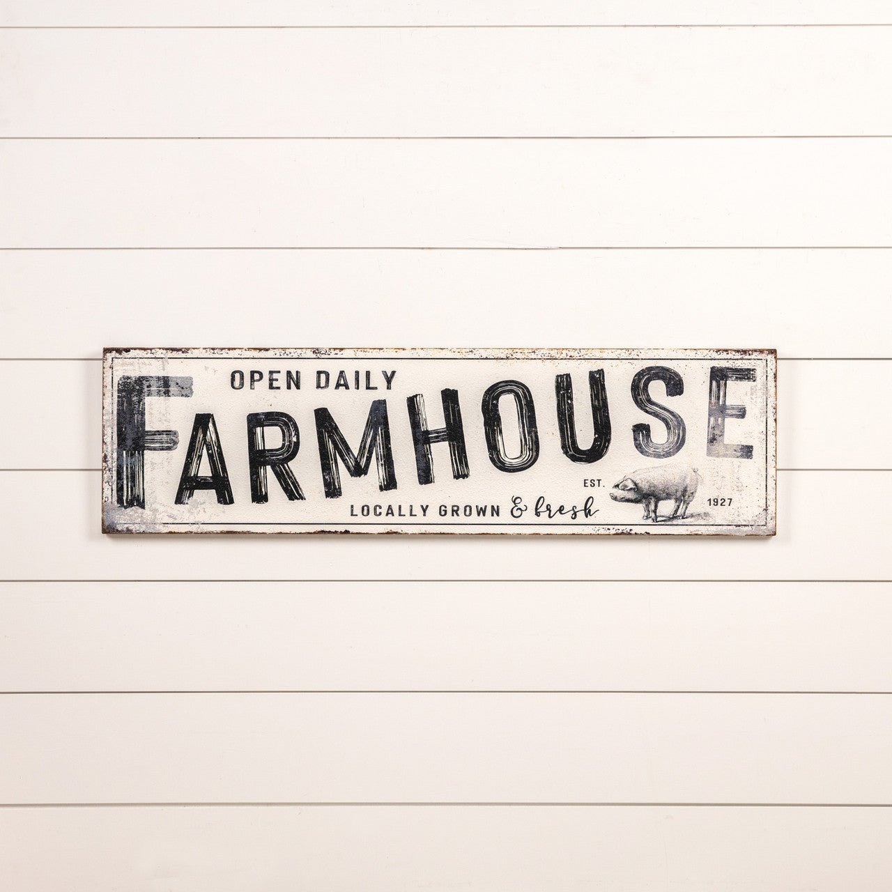 Primitive Ragon House 40" Distressed Metal Locally Grown & Fresh Sign - The Primitive Pineapple Collection