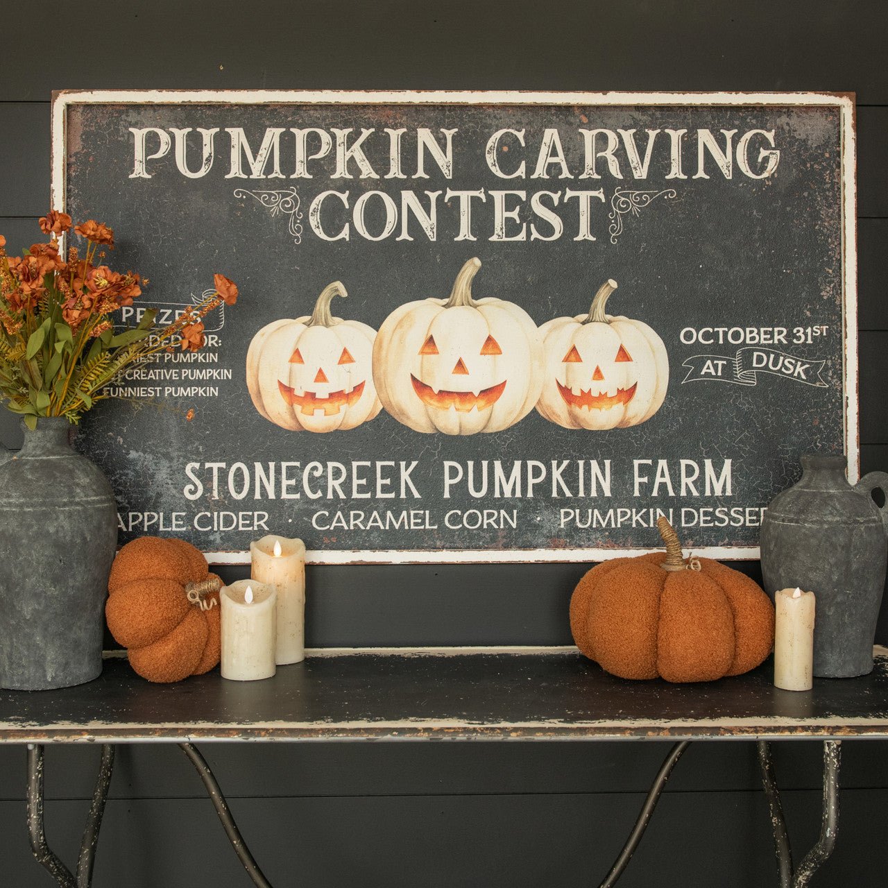 Ragon House Halloween 48" Pumpkin Carving Contest Metal Sign - The Primitive Pineapple Collection