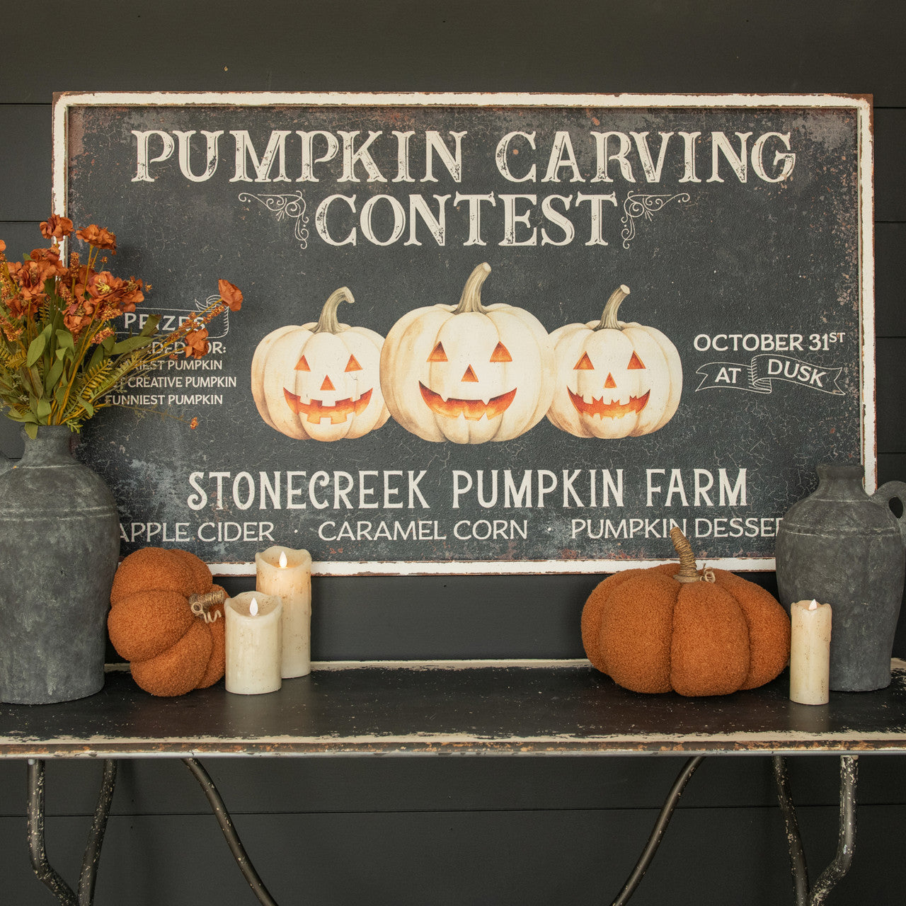 Ragon House Halloween 48&quot; Pumpkin Carving Contest Metal Sign
