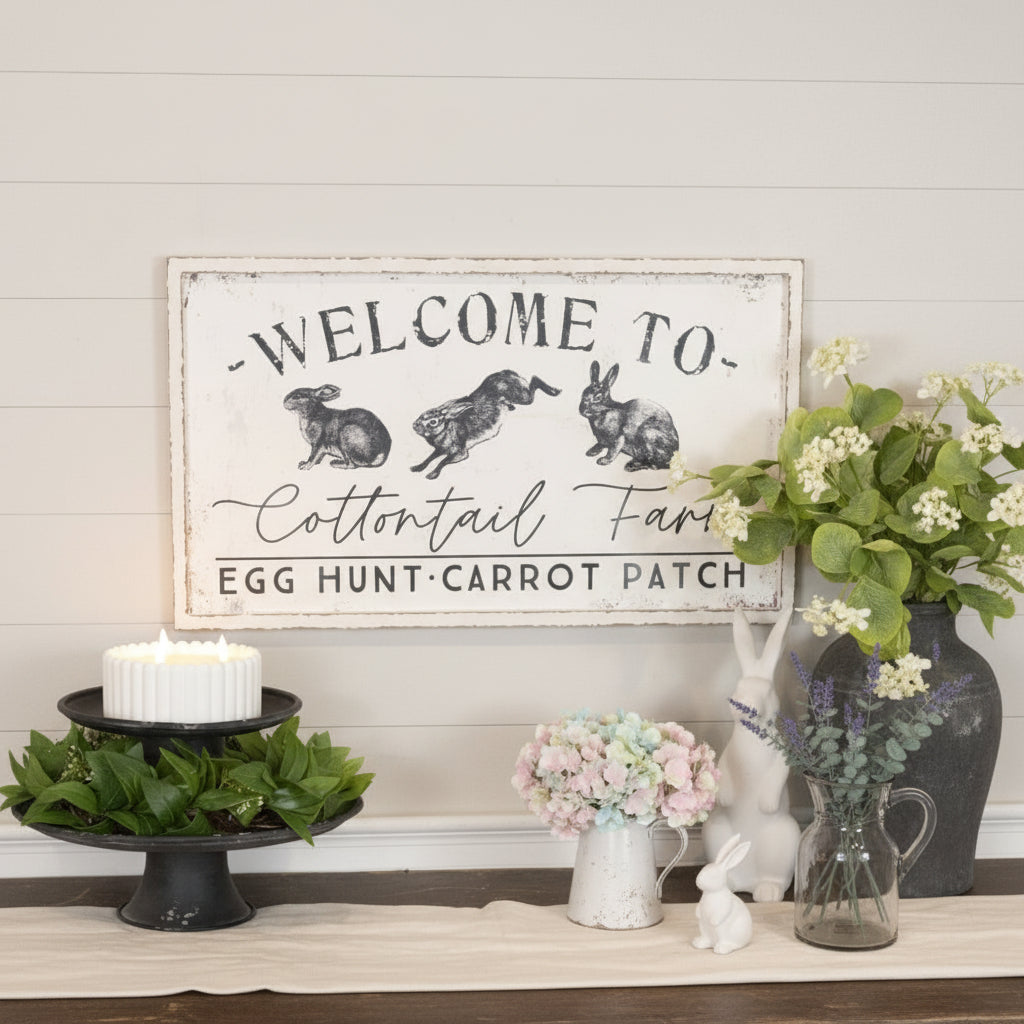 Ragon House 24" Welcome to Cottontail Farm Sign | Primitive Easter Decor - The Primitive Pineapple Collection